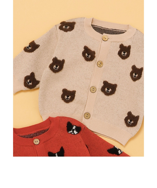 Bpop どうぶつジャガードカーデ