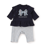 【リンク】スパンコール入りモチーフワッフルカバーオール