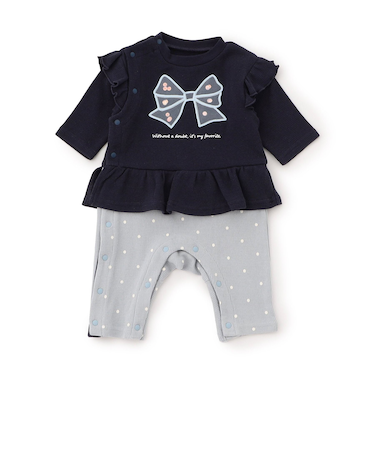 【リンク】スパンコール入りモチーフワッフルカバーオール