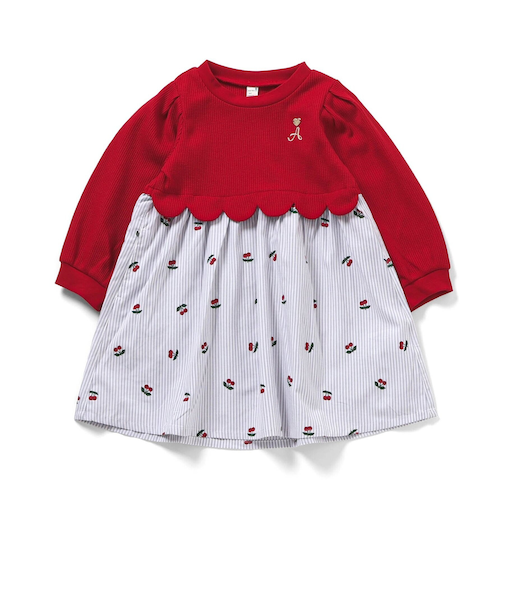 WEB限定 スカラップドッキングワンピース