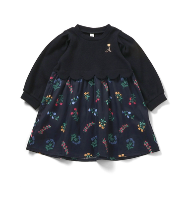 WEB限定 スカラップドッキングワンピース