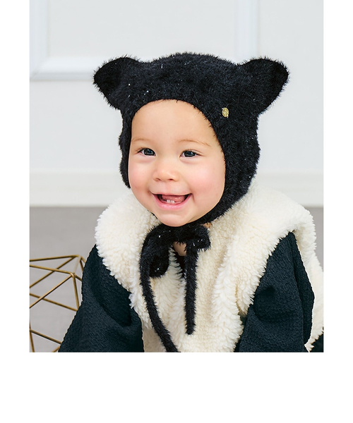 猫耳ニット帽　ボンネット ニット帽 ネコ耳 ベビー 赤ちゃん帽子 ボンネット 防寒 ふわふわ