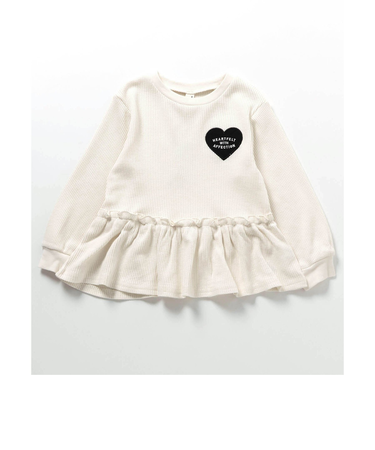 ワッフルペプラムハートモチーフTシャツ