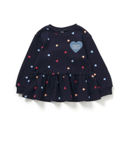 ワッフルペプラムハートモチーフTシャツ