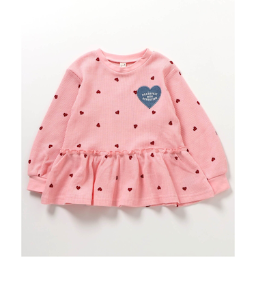ワッフルペプラムハートモチーフTシャツ