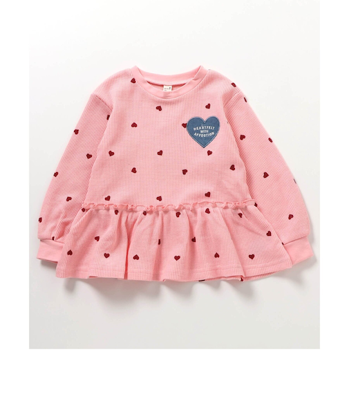 ワッフルペプラムハートモチーフTシャツ