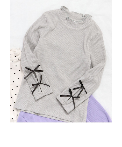 WEB限定 袖リボンリブTシャツ