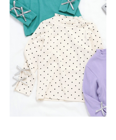 WEB限定 袖リボンリブTシャツ