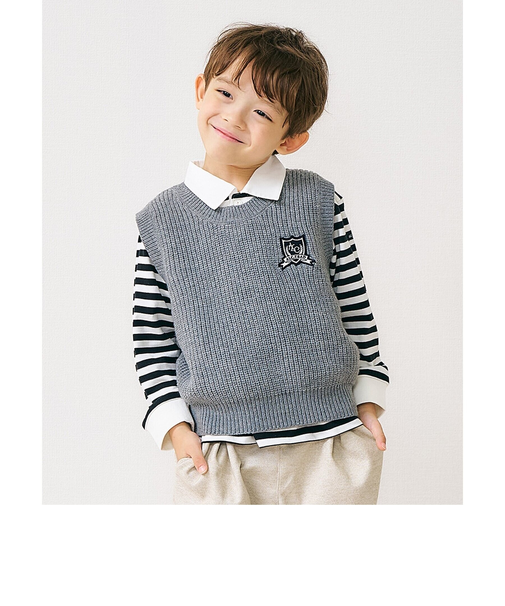 ニットベスト＆ボーダー衿Tシャツセット