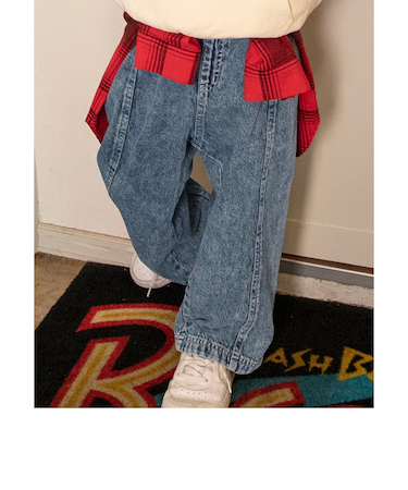 B NEWJACK ケミカルバギーデニムパンツ 10分丈