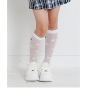 星総柄シアーハイソックス