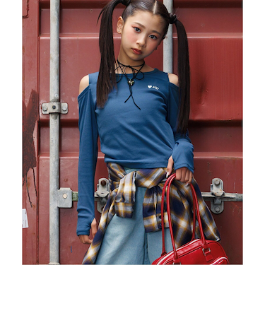 肩あきリブロンT