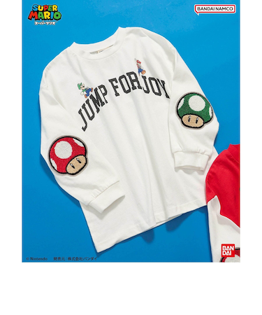 スーパーマリオ エルボーパッチTシャツ