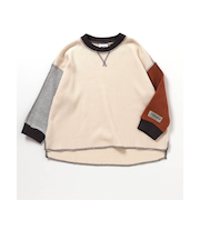 配色ステッチビッグシルエットワッフルTシャツ