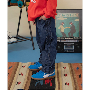 フリルデニムパンツ  10分丈