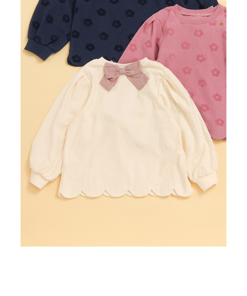 フラワージャガードスカラップTシャツ