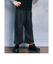 ウールライクワイドタックパンツ  10分丈