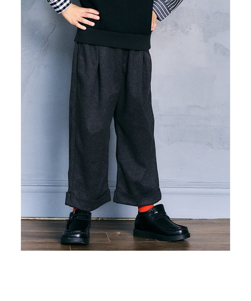 ウールライクワイドタックパンツ 10分丈