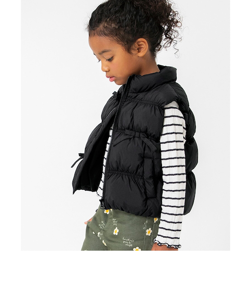 シャーリングリボン中綿ベスト