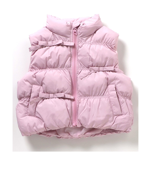 シャーリングリボン中綿ベスト