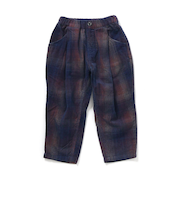 インディゴコーデユロイチェックパンツ