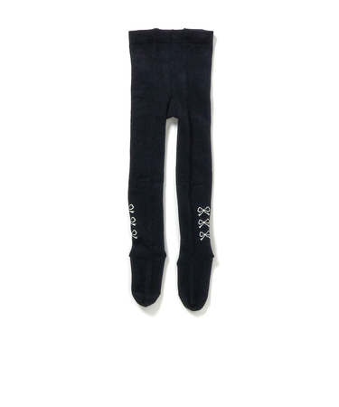 サイドリボン柄ウエストハグタイツ