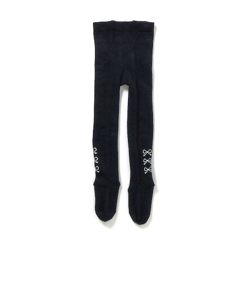 サイドリボン柄ウエストハグタイツ