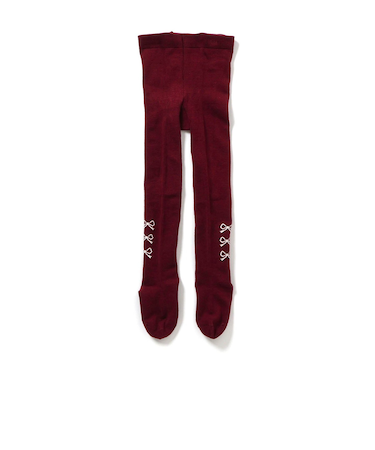 サイドリボン柄ウエストハグタイツ