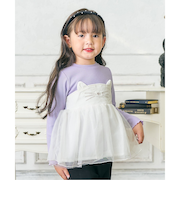 ネコモチーフチュールドッキングトップス