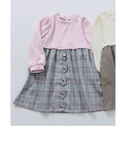 ハートボタンスカラップドッキングワンピース