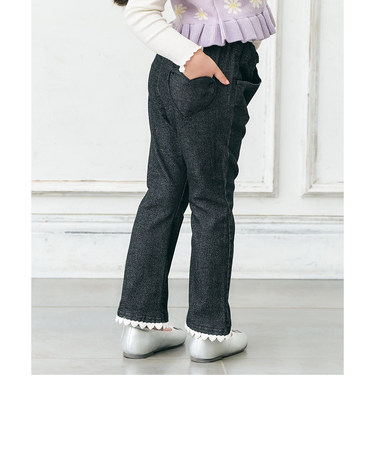 裏起毛ハート・お花ポケットフレアきゅんパンツ  10分丈