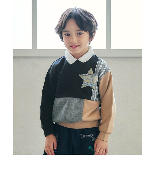 襟付きスターパッチトレーナー