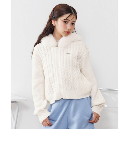 ケーブルニットファーフーディ｜エフオーオンラインストアの通販