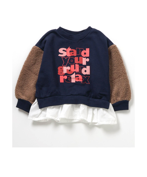 袖ボアレイヤード風トレーナー