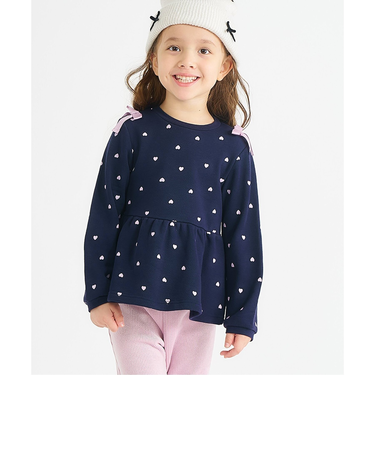 肩リボンペプラムトレーナー