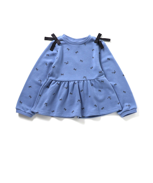 肩リボンペプラムトレーナー