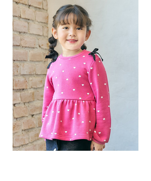 肩リボンペプラムトレーナー