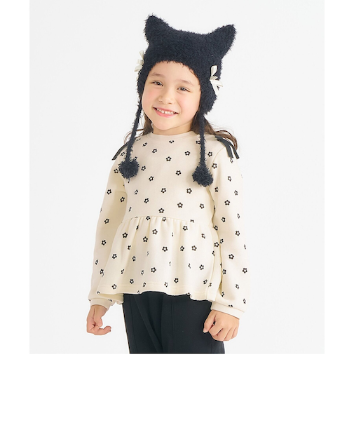 肩リボンペプラムトレーナー