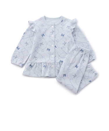 【リンク】リボン柄ニットキルトペプラムパジャマ