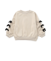 WEB限定  袖タックリボンモチーフ裏起毛トレーナー