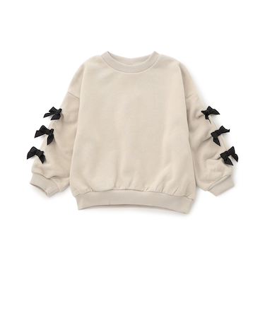 WEB限定  袖タックリボンモチーフ裏起毛トレーナー