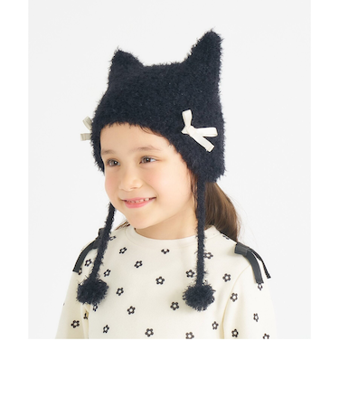 ねこちゃん耳当て付きキャップ