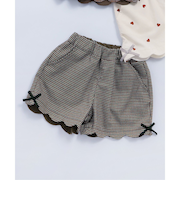 【リンク】サイドリボンスカラップショートパンツ  ショート丈