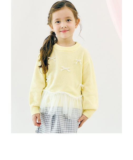 ペプラムチュールリボンニット