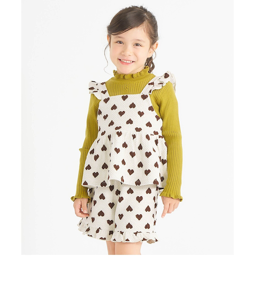 ハート・フラワージャガードビスチェ＆フリルショートパンツセット  ショート丈