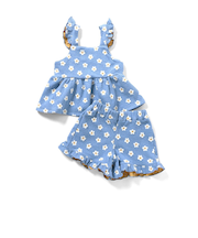 ハート・フラワージャガードビスチェ＆フリルショートパンツセット  ショート丈