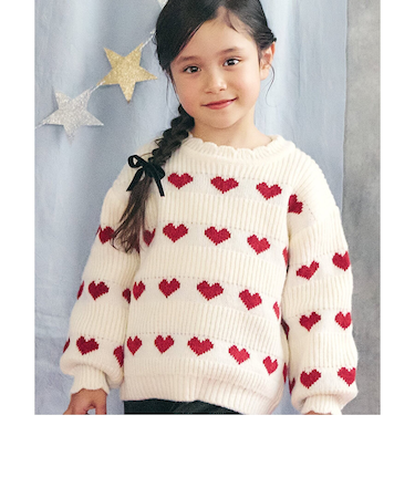 ハート・フラワー・ネコモチーフニット