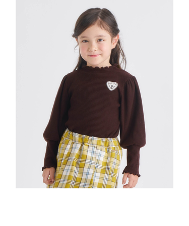 あったかパフスリーブリブトップス