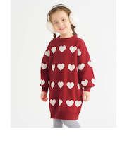 WEB限定 フラワー・ハートニットワンピース_マシンウォッシャブル