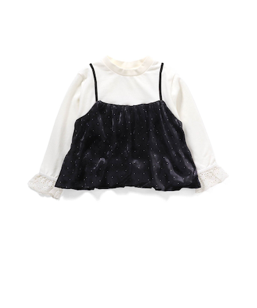 ベロアドット異素材トップス